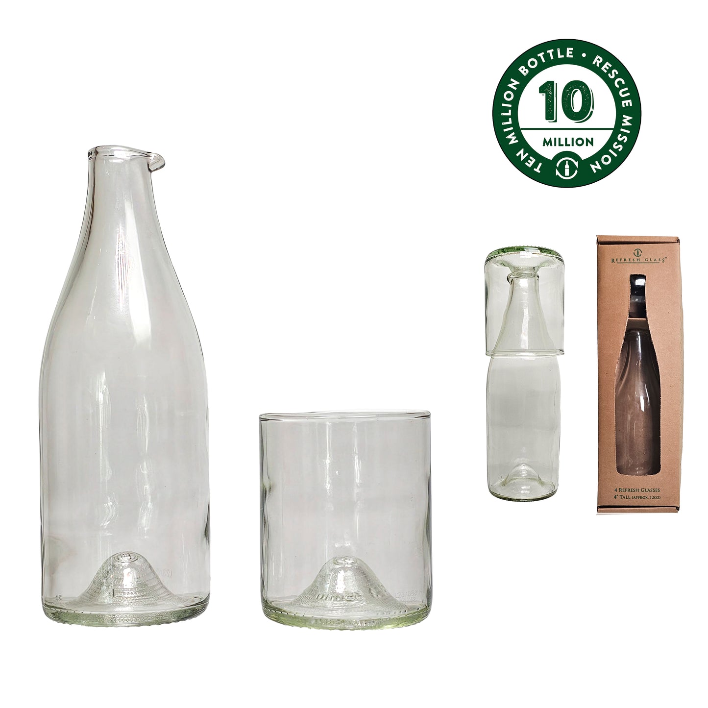 Top Hat Combo : Nesting Carafe & Glass set in Clear