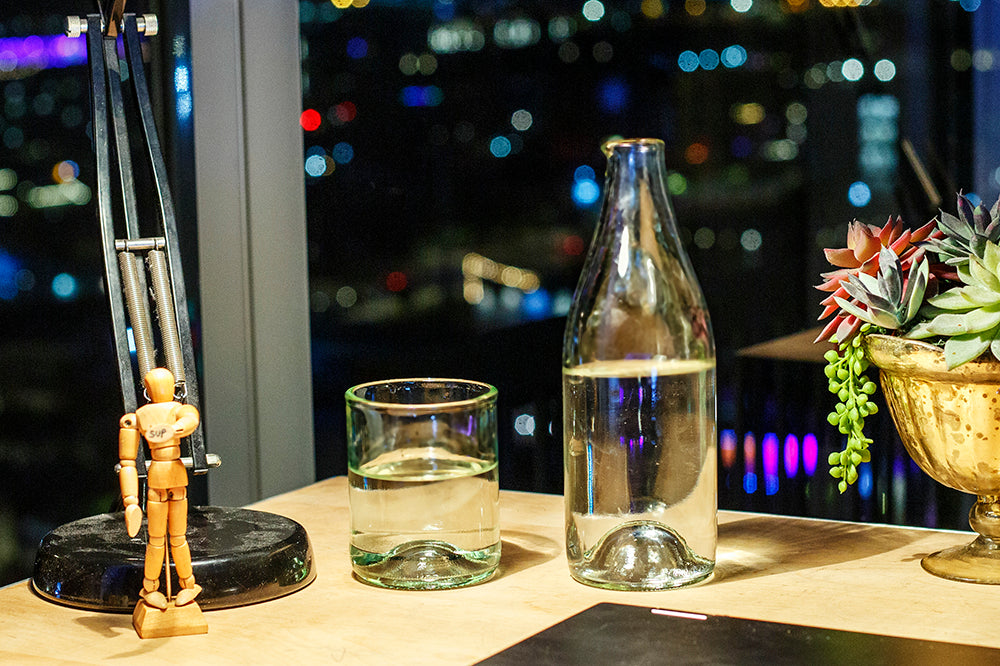 Top Hat Combo : Nesting Carafe & Glass set in Clear